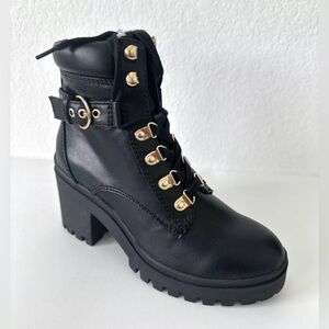 Wild Pair Bridgitt Lace-Up Booties  -Black-